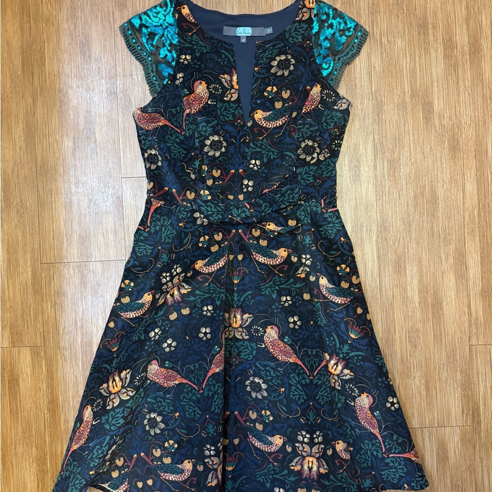 Eva Franco Black and Teal Mini Dress